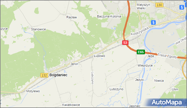 mapa Łupowo gmina Bogdaniec, Łupowo gmina Bogdaniec na mapie Targeo