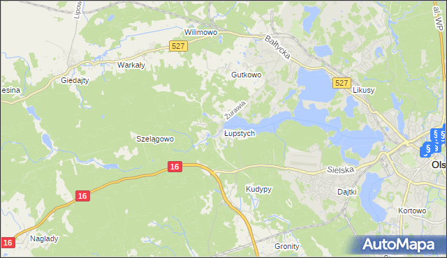 mapa Łupstych, Łupstych na mapie Targeo