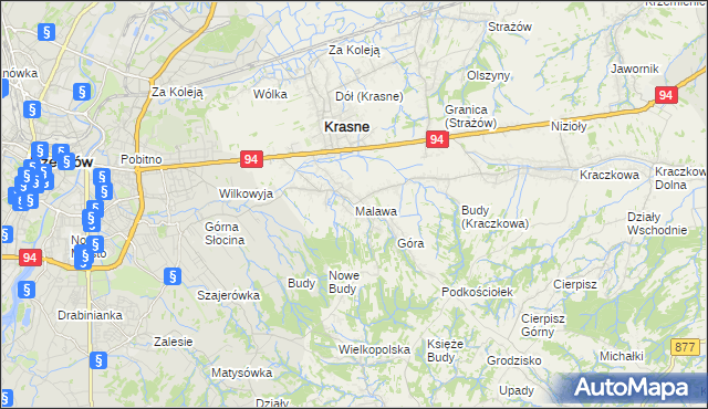 mapa Malawa gmina Krasne, Malawa gmina Krasne na mapie Targeo