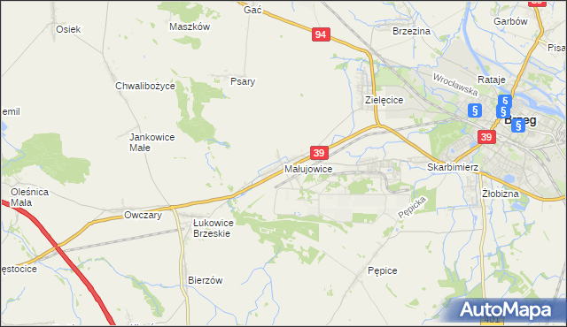 mapa Małujowice, Małujowice na mapie Targeo