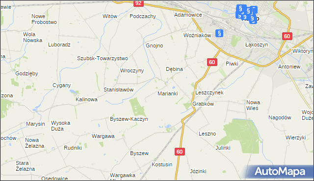 mapa Marianki gmina Kutno, Marianki gmina Kutno na mapie Targeo