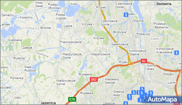 mapa Mazańcowice, Mazańcowice na mapie Targeo