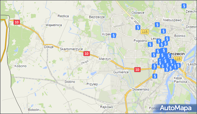 mapa Mierzyn gmina Dobra (Szczecińska), Mierzyn gmina Dobra (Szczecińska) na mapie Targeo