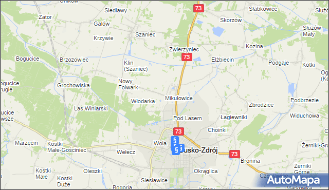 mapa Mikułowice gmina Busko-Zdrój, Mikułowice gmina Busko-Zdrój na mapie Targeo