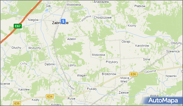 mapa Mościska gmina Zabrodzie, Mościska gmina Zabrodzie na mapie Targeo