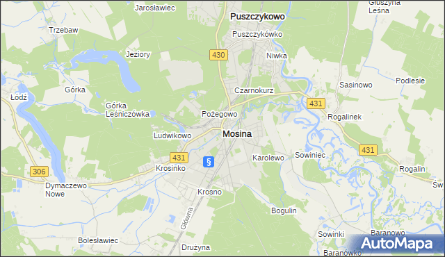 mapa Mosina powiat poznański, Mosina powiat poznański na mapie Targeo