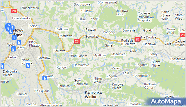 mapa Mystków, Mystków na mapie Targeo