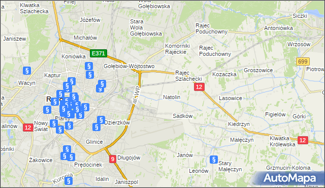 mapa Natolin gmina Jedlnia-Letnisko, Natolin gmina Jedlnia-Letnisko na mapie Targeo