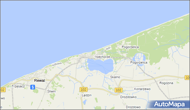 mapa Niechorze, Niechorze na mapie Targeo