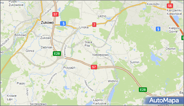 mapa Niestępowo, Niestępowo na mapie Targeo