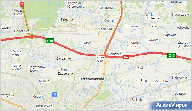 mapa Nowa Wieś gmina Trzebownisko, Nowa Wieś gmina Trzebownisko na mapie Targeo