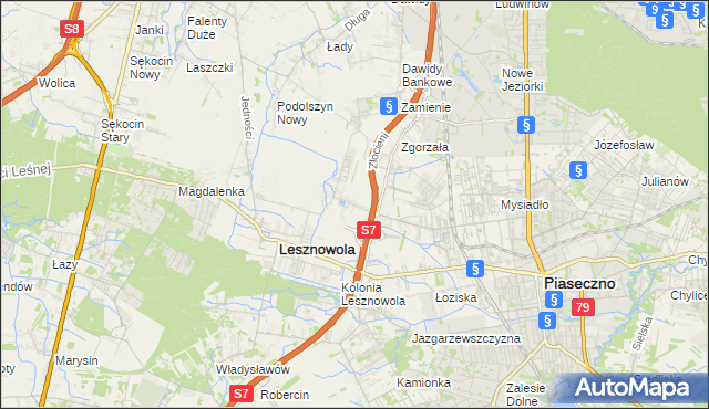 mapa Nowa Wola gmina Lesznowola, Nowa Wola gmina Lesznowola na mapie Targeo