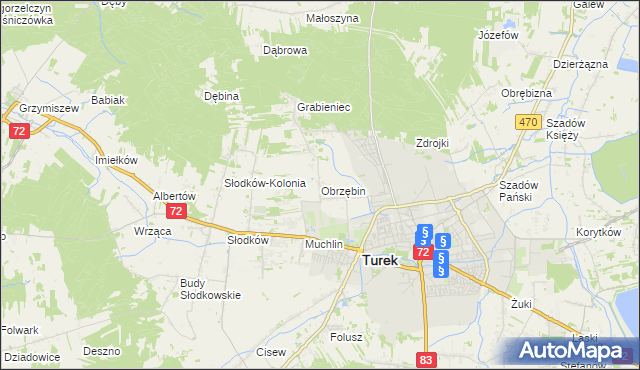 mapa Obrzębin, Obrzębin na mapie Targeo