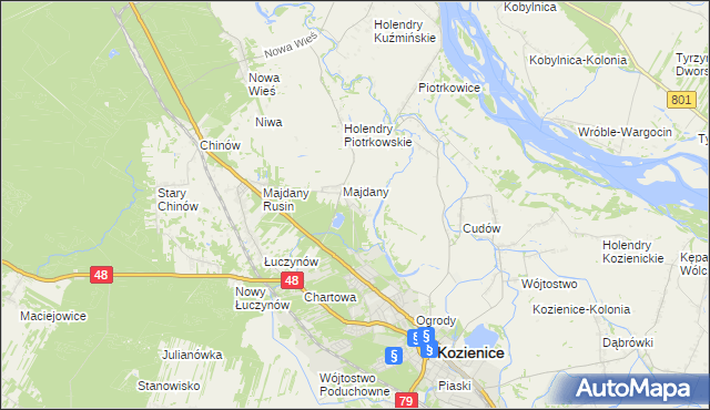 mapa Opatkowice gmina Kozienice, Opatkowice gmina Kozienice na mapie Targeo