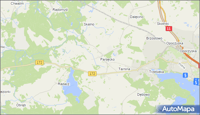 mapa Parsęcko, Parsęcko na mapie Targeo