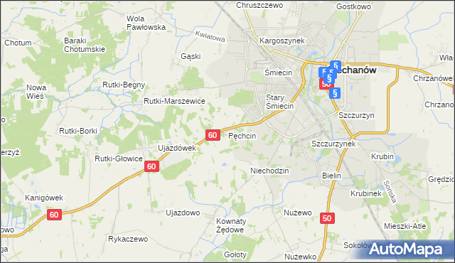 mapa Pęchcin, Pęchcin na mapie Targeo