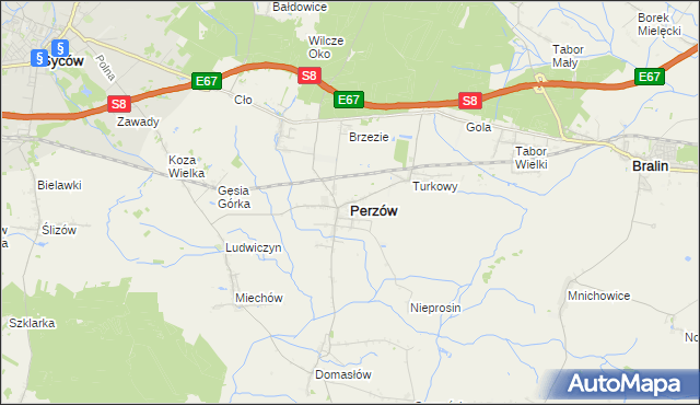 mapa Perzów, Perzów na mapie Targeo