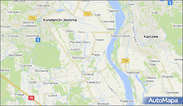 mapa Piaski gmina Konstancin-Jeziorna, Piaski gmina Konstancin-Jeziorna na mapie Targeo