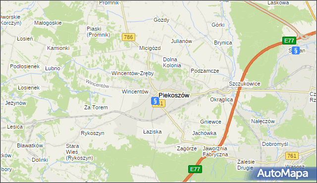 mapa Piekoszów, Piekoszów na mapie Targeo