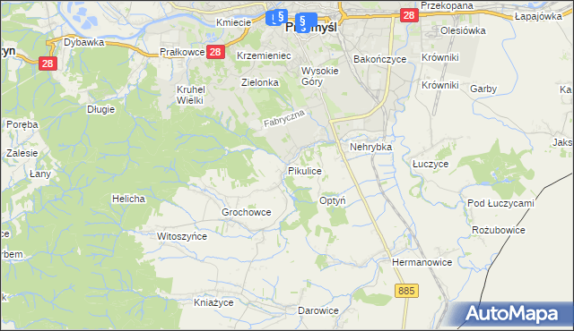 mapa Pikulice, Pikulice na mapie Targeo