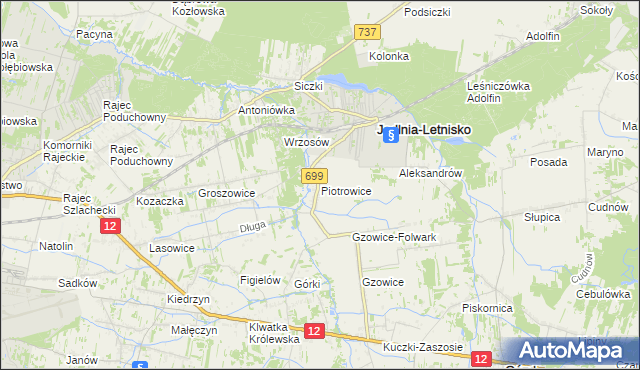 mapa Piotrowice gmina Jedlnia-Letnisko, Piotrowice gmina Jedlnia-Letnisko na mapie Targeo