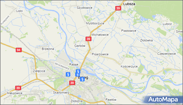 mapa Pisarzowice gmina Lubsza, Pisarzowice gmina Lubsza na mapie Targeo