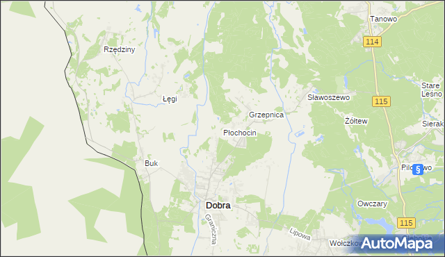 mapa Płochocin gmina Dobra (Szczecińska), Płochocin gmina Dobra (Szczecińska) na mapie Targeo