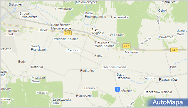 mapa Płósy, Płósy na mapie Targeo