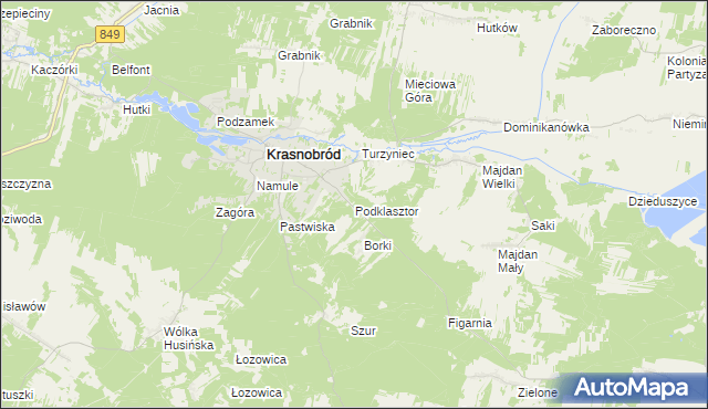 mapa Podklasztor gmina Krasnobród, Podklasztor gmina Krasnobród na mapie Targeo