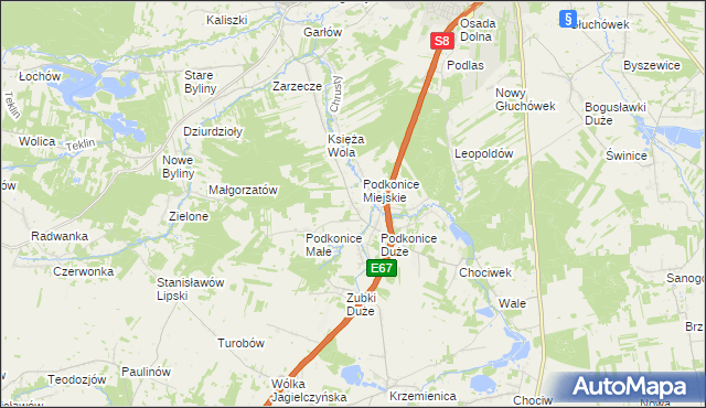 mapa Podkońska Wola, Podkońska Wola na mapie Targeo