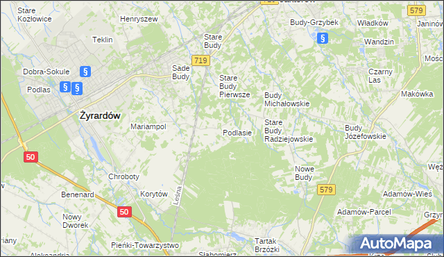 mapa Podlasie gmina Radziejowice, Podlasie gmina Radziejowice na mapie Targeo