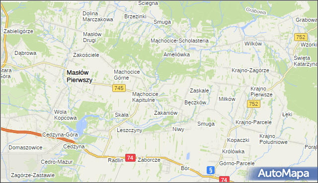 mapa Podmąchocice, Podmąchocice na mapie Targeo