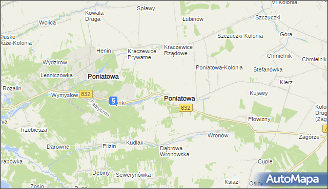 mapa Poniatowa powiat opolski, Poniatowa powiat opolski na mapie Targeo