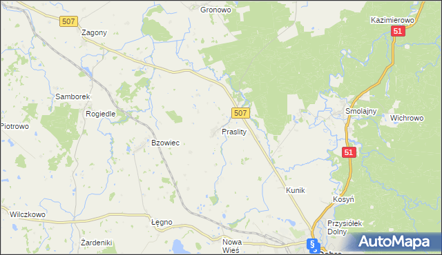 mapa Praslity, Praslity na mapie Targeo