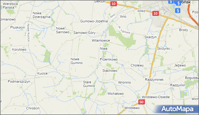 mapa Przemkowo gmina Dzierzążnia, Przemkowo gmina Dzierzążnia na mapie Targeo