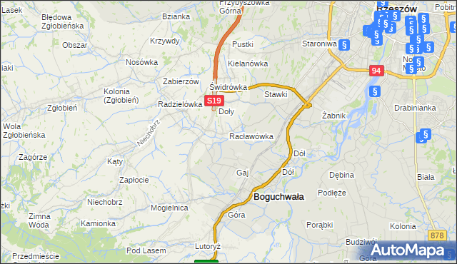 mapa Racławówka, Racławówka na mapie Targeo