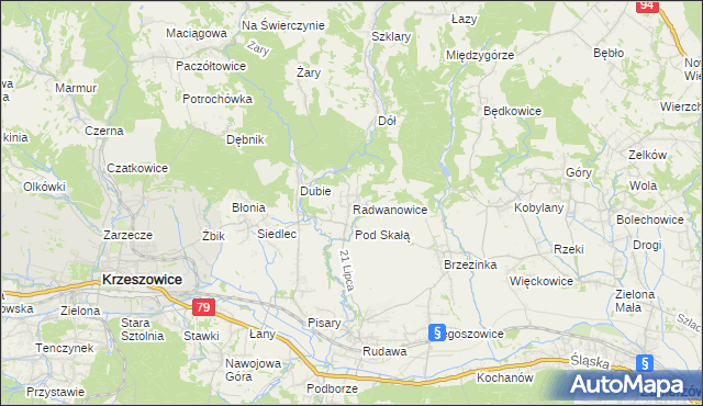 mapa Radwanowice, Radwanowice na mapie Targeo