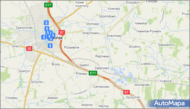 mapa Raźniewo, Raźniewo na mapie Targeo