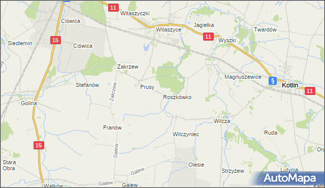 mapa Roszkówko gmina Jarocin, Roszkówko gmina Jarocin na mapie Targeo