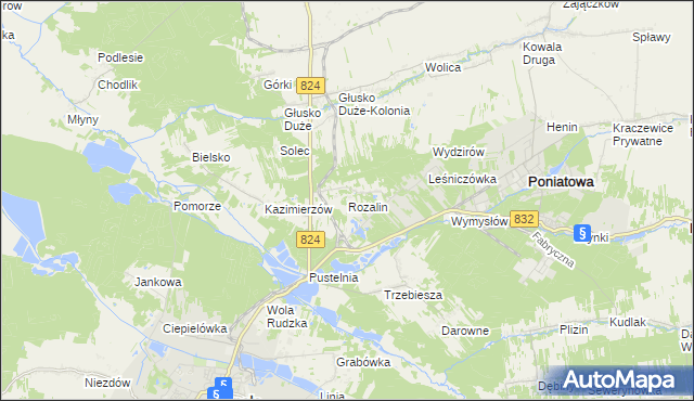 mapa Rozalin gmina Opole Lubelskie, Rozalin gmina Opole Lubelskie na mapie Targeo