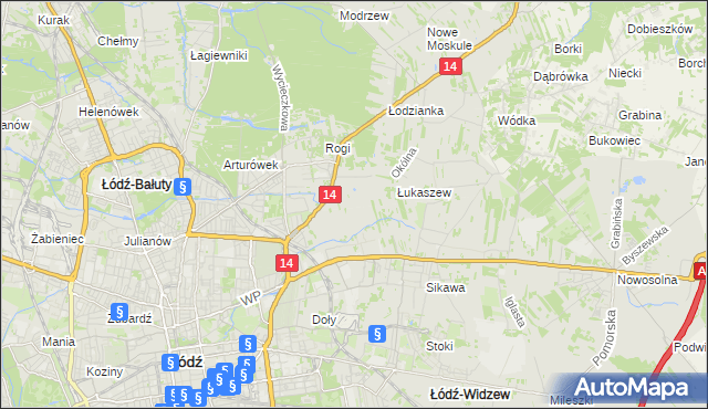 mapa Różki gmina Łódź, Różki gmina Łódź na mapie Targeo