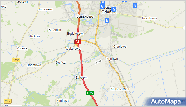 mapa Rusocin gmina Pruszcz Gdański, Rusocin gmina Pruszcz Gdański na mapie Targeo