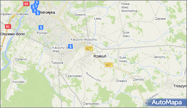 mapa Rzekuń, Rzekuń na mapie Targeo