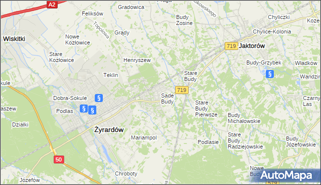 mapa Sade Budy, Sade Budy na mapie Targeo