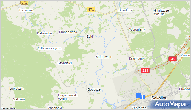 mapa Sierbowce, Sierbowce na mapie Targeo