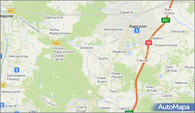 mapa Słupno gmina Radzymin, Słupno gmina Radzymin na mapie Targeo