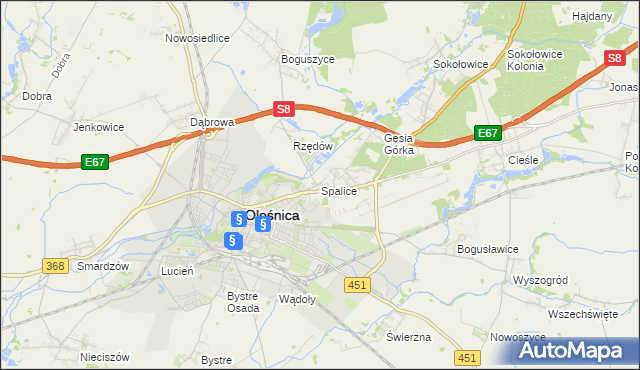 mapa Spalice, Spalice na mapie Targeo