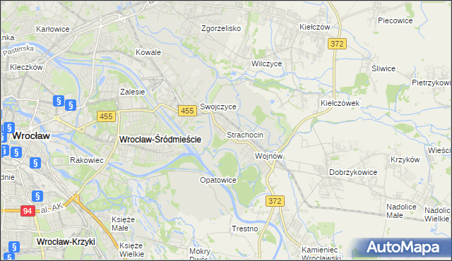 mapa Strachocin gmina Wrocław, Strachocin gmina Wrocław na mapie Targeo