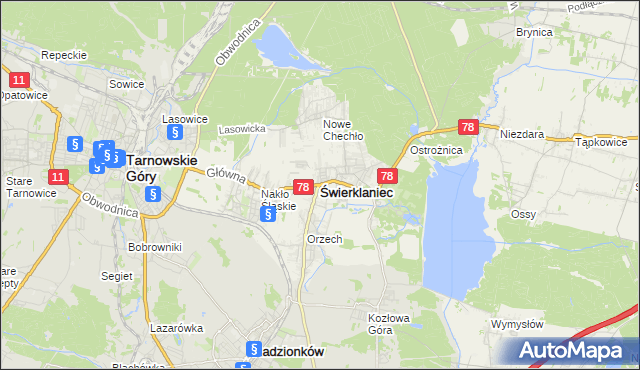 mapa Świerklaniec, Świerklaniec na mapie Targeo