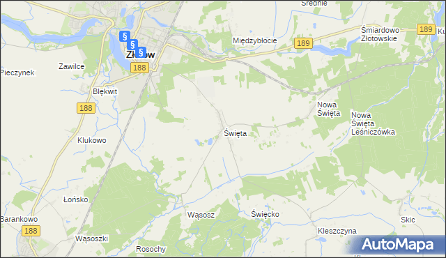 mapa Święta gmina Złotów, Święta gmina Złotów na mapie Targeo